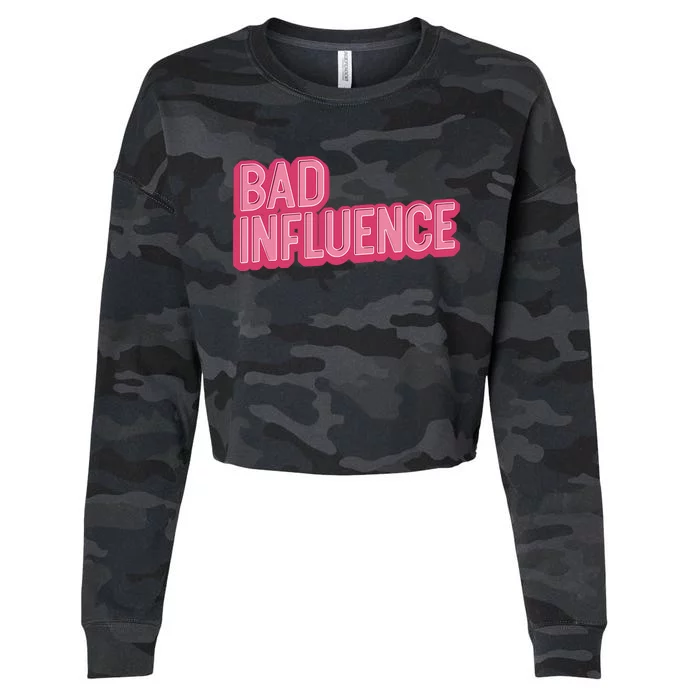 Bad Influence Pink Letters Cropped Pullover Crew