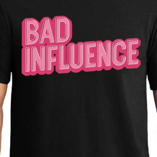 Bad Influence Pink Letters Pajama Set