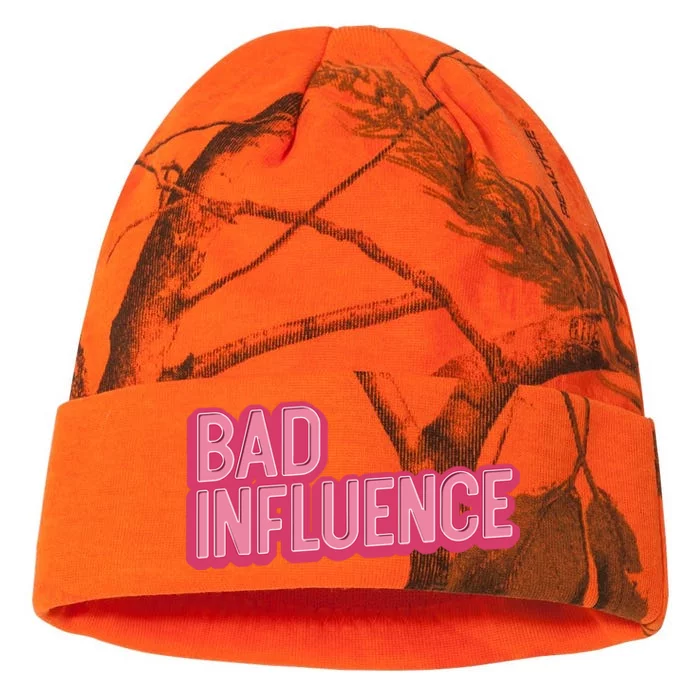 Bad Influence Pink Letters Kati - 12in Camo Beanie