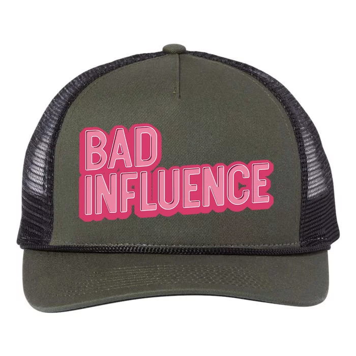 Bad Influence Pink Letters Retro Rope Trucker Hat Cap