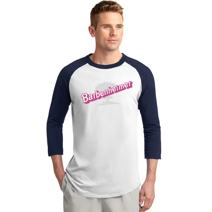 Barbenheimer In Pink Baseball Sleeve Shirt