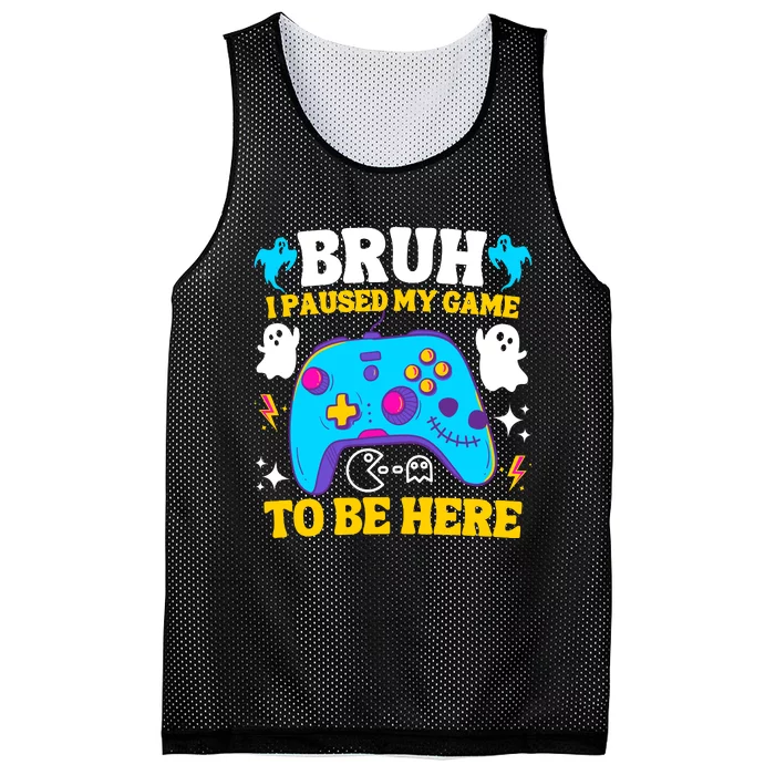 Bruh I Paused My Game To Be Here Funny Gamer Mesh Reversible Basketball Jersey Tank