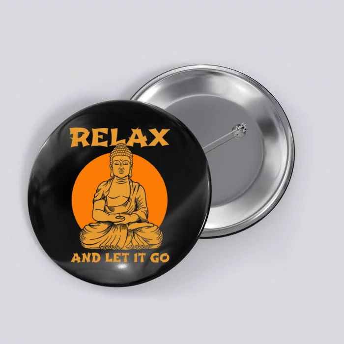 Buddha Inner Peace Relax Let It Go Buddhist Wellness Gift Button