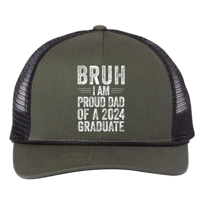 Bruh IM Proud Dad Of A 2024 Graduate Senior Retro Rope Trucker Hat Cap