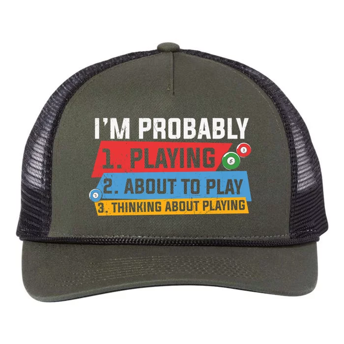 Billiards I'm Probably Playing About To Play Billiards Dad Gift For Father’s Day Retro Rope Trucker Hat Cap