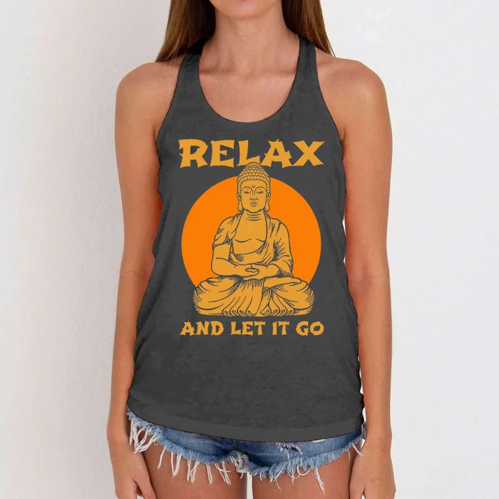 Buddha Inner Peace Relax Let It Go Buddhist Wellness Gift Women's Knotted Racerback Tank