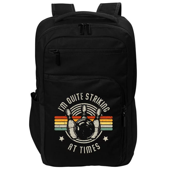 Bowling IM Quite Striking Funny Vintage Bowler Pun Impact Tech Backpack