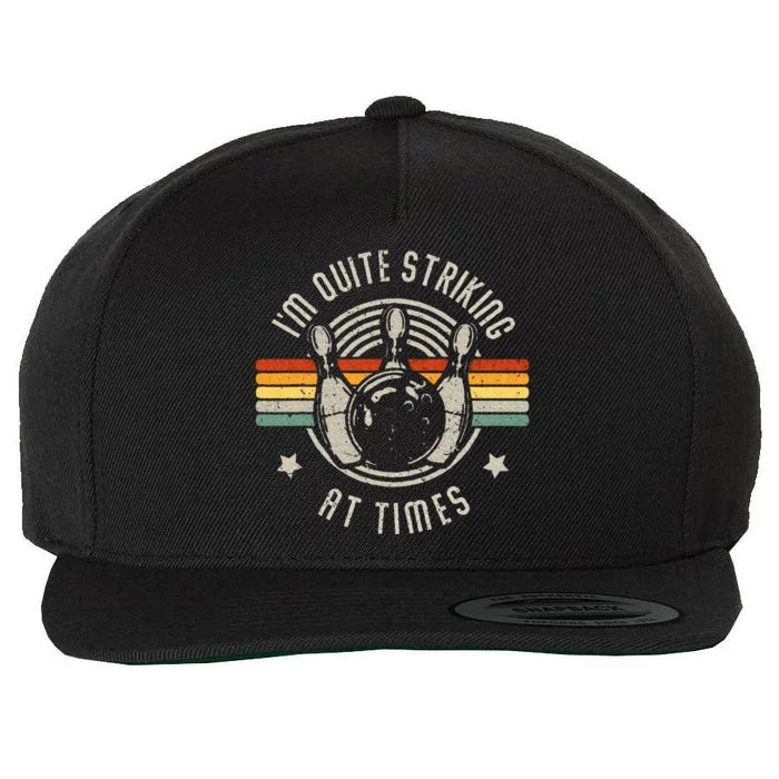 Bowling IM Quite Striking Funny Vintage Bowler Pun Wool Snapback Cap