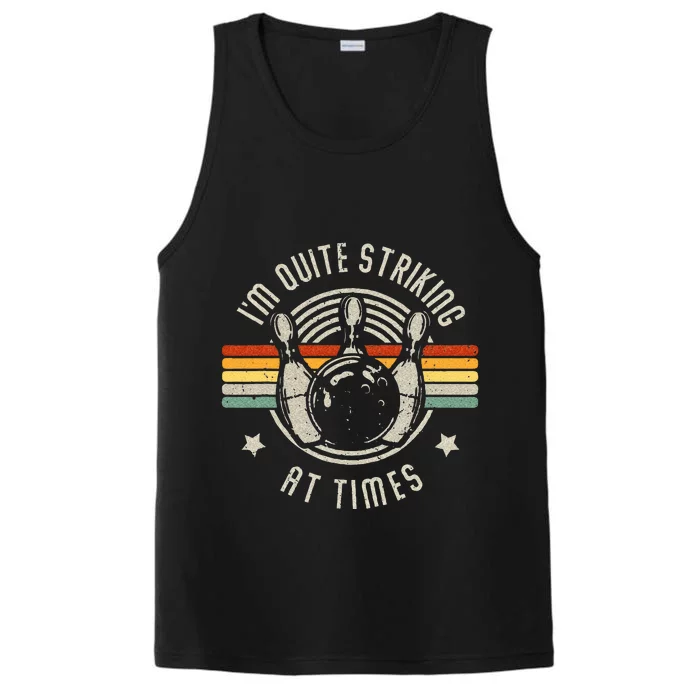 Bowling Im Quite Striking Funny Vintage Bowler Pun Performance Tank