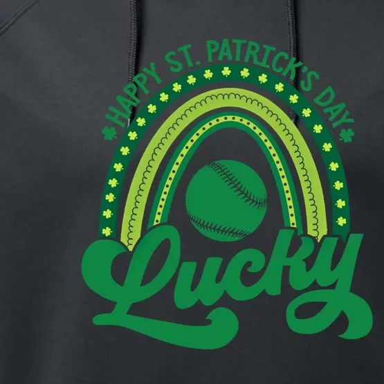 Baseball Irish Rainbow Themed St PatrickS Day Gift Performance Fleece Hoodie