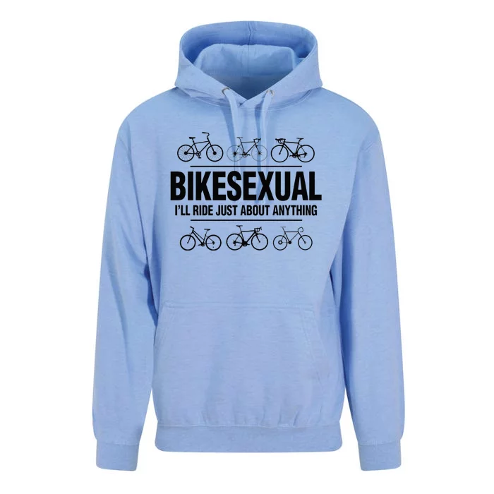 BikeSexual Ill Ride Anything Funny Biker Bicycling Gift Unisex Surf Hoodie