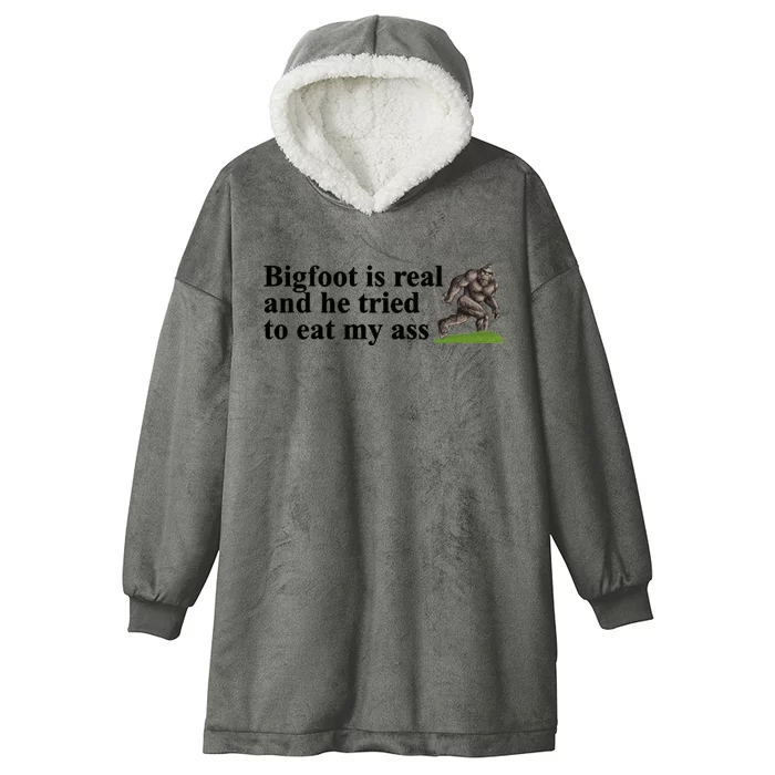 Bigfoot Is Real And He Tried To Eat My Ass Meme Hooded Wearable Blanket