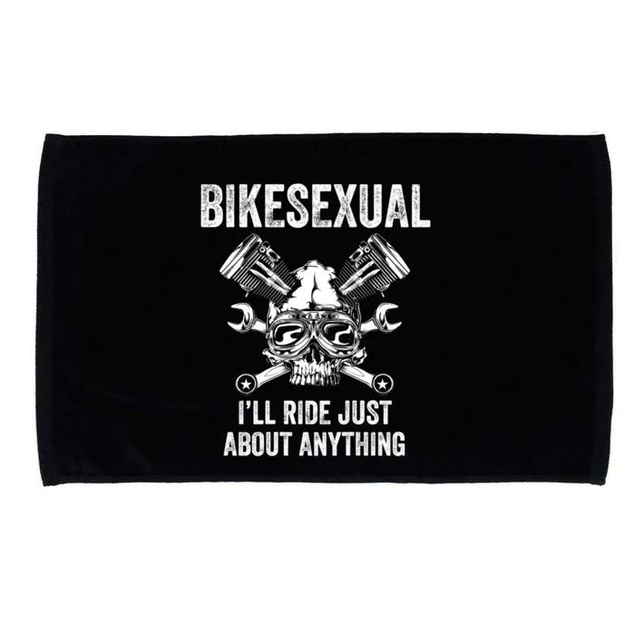 Bikesexual I'll Ride Just About Anything (On Back) Microfiber Hand Towel