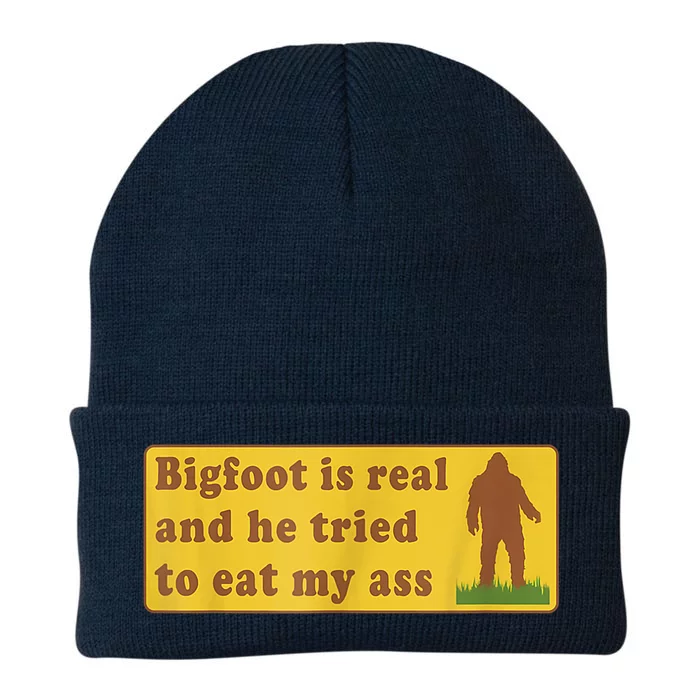 Bigfoot Is Real And He Tried To Eat My Ass Sasquatch Lover Knit Cap Winter Beanie