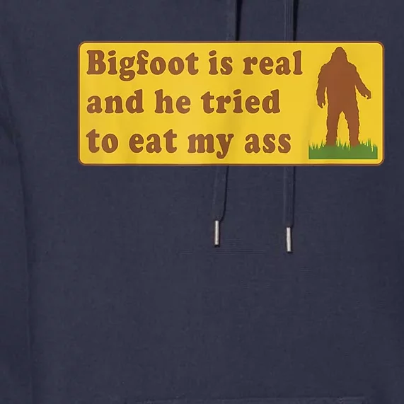 Bigfoot Is Real And He Tried To Eat My Ass Sasquatch Lover Premium Hoodie