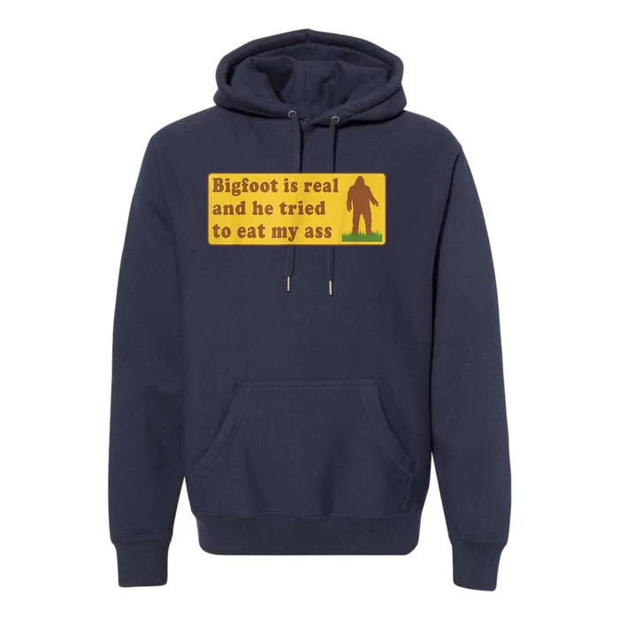 Bigfoot Is Real And He Tried To Eat My Ass Sasquatch Lover Premium Hoodie