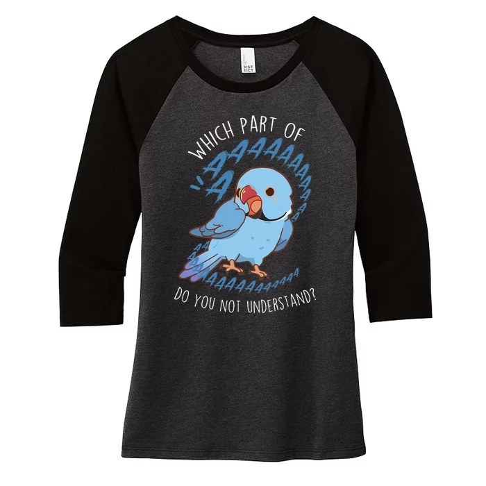 Blue Indian Ringneck Parrot Aaa Funny Cute Pet Bird Mom Dad Women's Tri-Blend 3/4-Sleeve Raglan Shirt