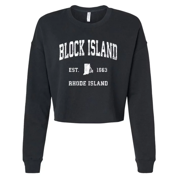 Block Island Rhode Island Ri Vintage Athletic Sports Cropped Pullover Crew