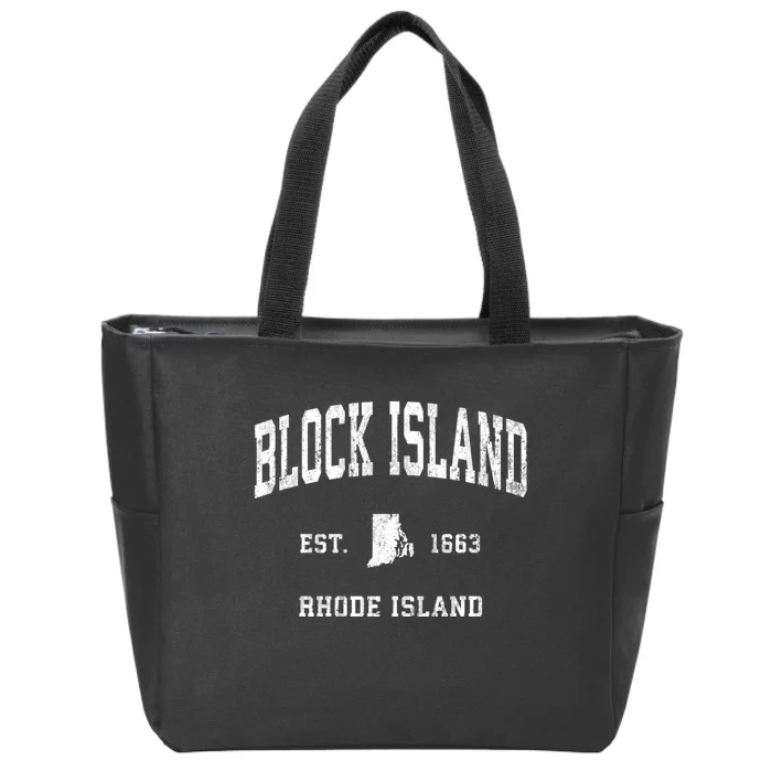 Block Island Rhode Island Ri Vintage Athletic Sports Zip Tote Bag