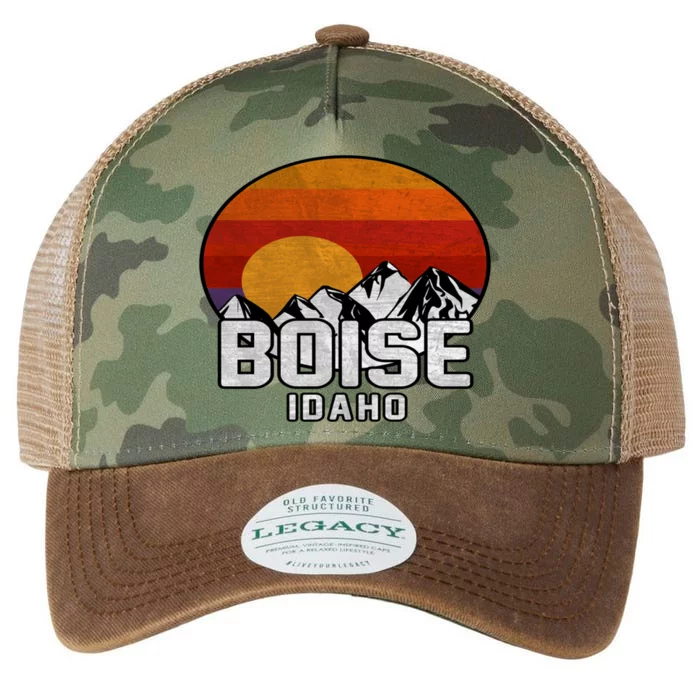 Boise Idaho Retro Mountain Sunset Gift Legacy Tie Dye Trucker Hat