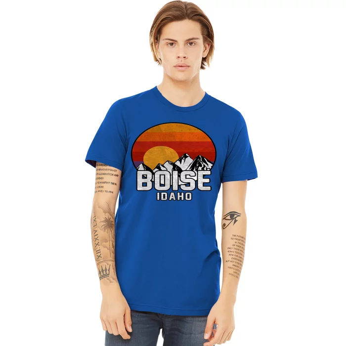 Boise Idaho Retro Mountain Sunset Gift Premium T-Shirt