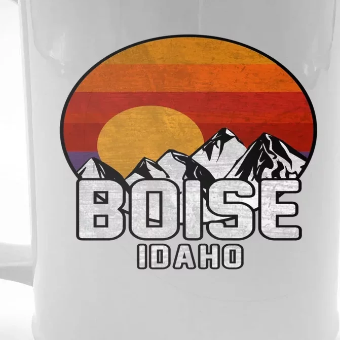 Boise Idaho Retro Mountain Sunset Gift Front & Back Beer Stein