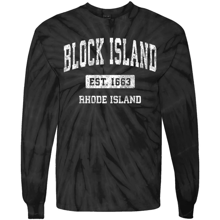 Block Island Rhode Island Ri Vintage Athletic Sports Tie-Dye Long Sleeve Shirt