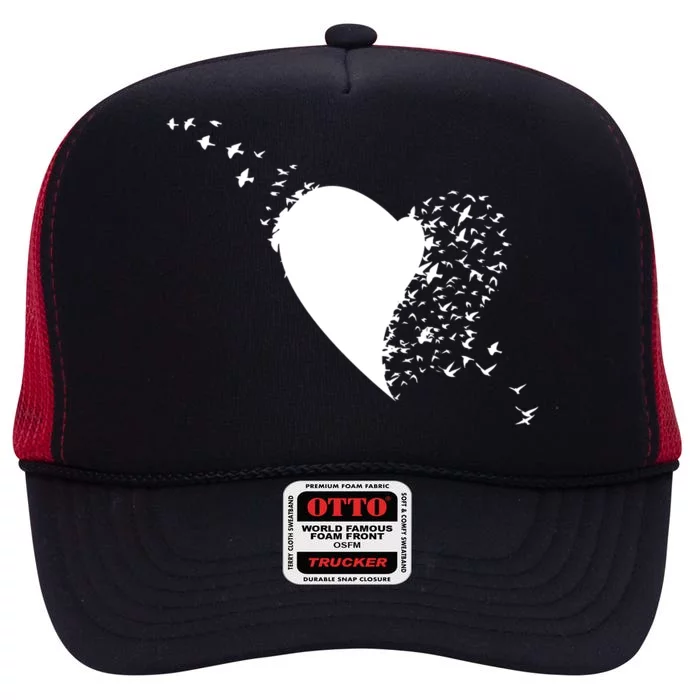 Bird Flocking Heart High Crown Mesh Trucker Hat