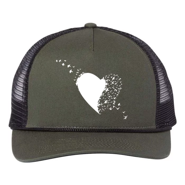 Bird Flocking Heart Retro Rope Trucker Hat Cap