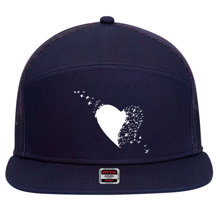 Bird Flocking Heart 7 Panel Mesh Trucker Snapback Hat