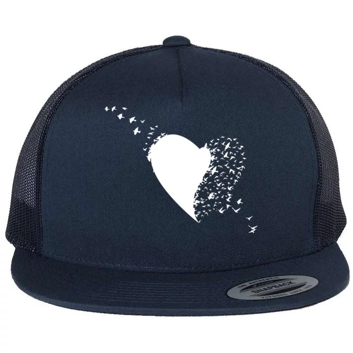 Bird Flocking Heart Flat Bill Trucker Hat