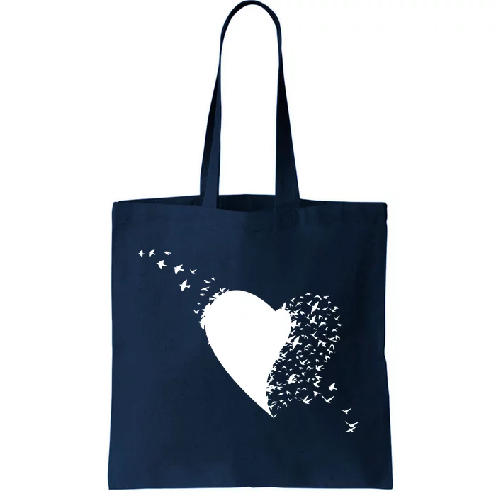 Bird Flocking Heart Tote Bag