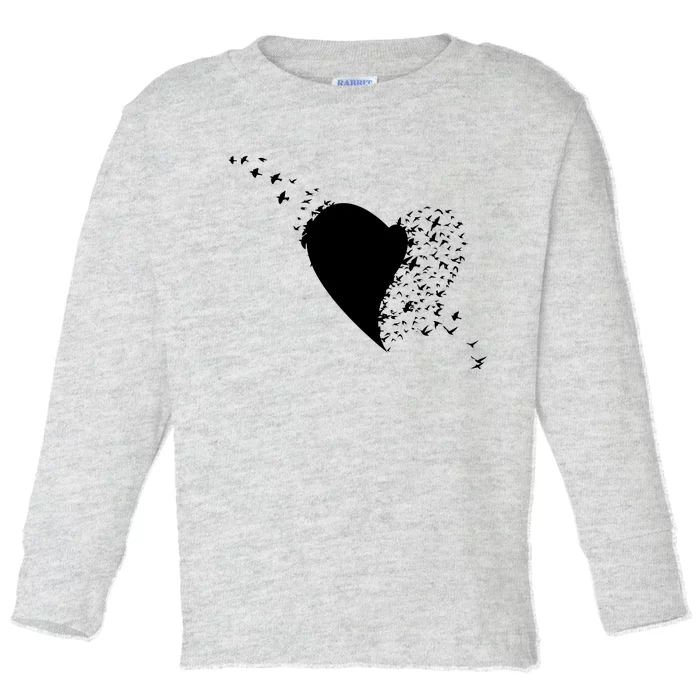 Bird Flocking Heart Toddler Long Sleeve Shirt