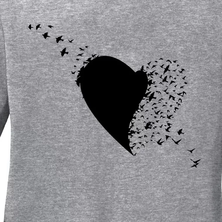 Bird Flocking Heart Ladies Long Sleeve Shirt