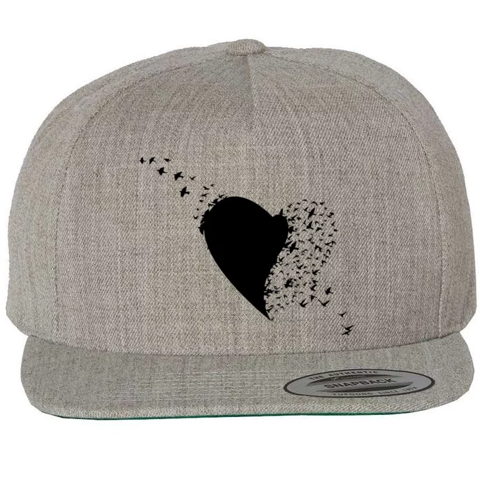 Bird Flocking Heart Wool Snapback Cap