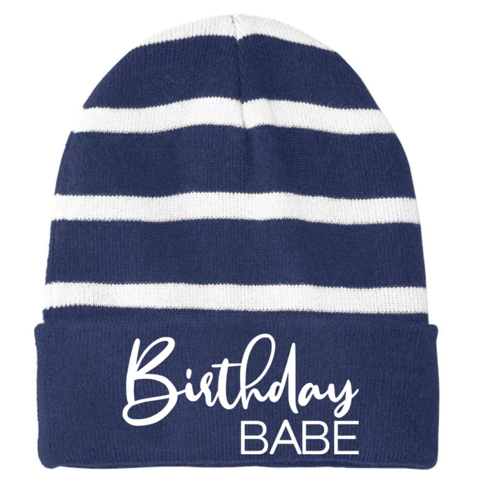 Birthday Babe Striped Beanie with Solid Band