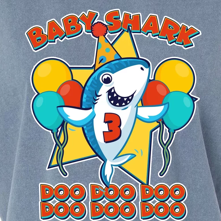 Birthday Baby Shark Doo Age 3 Garment-Dyed Women's Muscle Tee