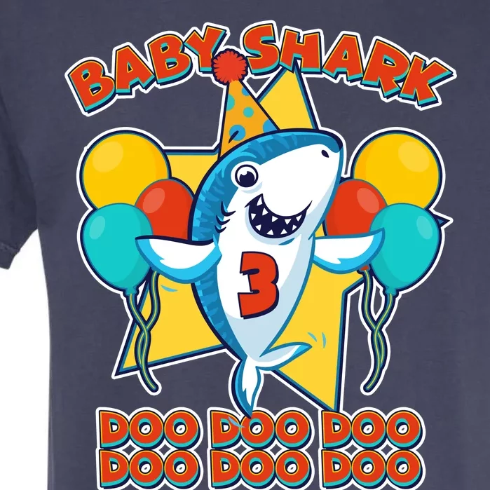 Birthday Baby Shark Doo Age 3 Garment-Dyed Heavyweight T-Shirt