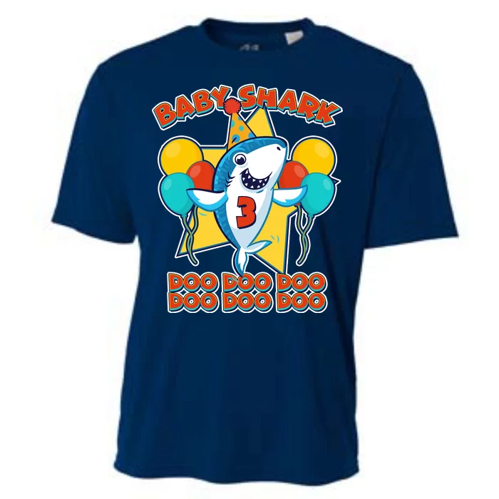 Birthday Baby Shark Doo Age 3 Cooling Performance Crew T-Shirt