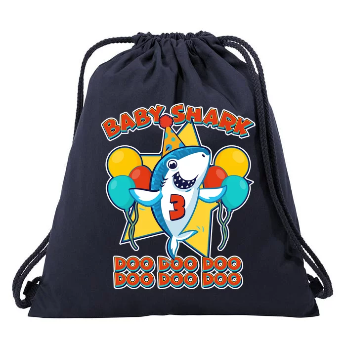 Birthday Baby Shark Doo Age 3 Drawstring Bag