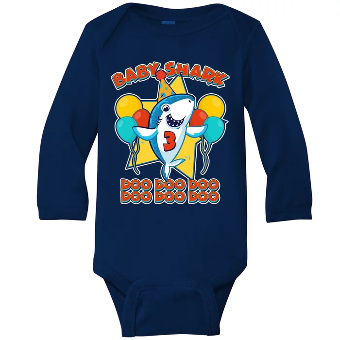 Birthday Baby Shark Doo Age 3 Baby Long Sleeve Bodysuit