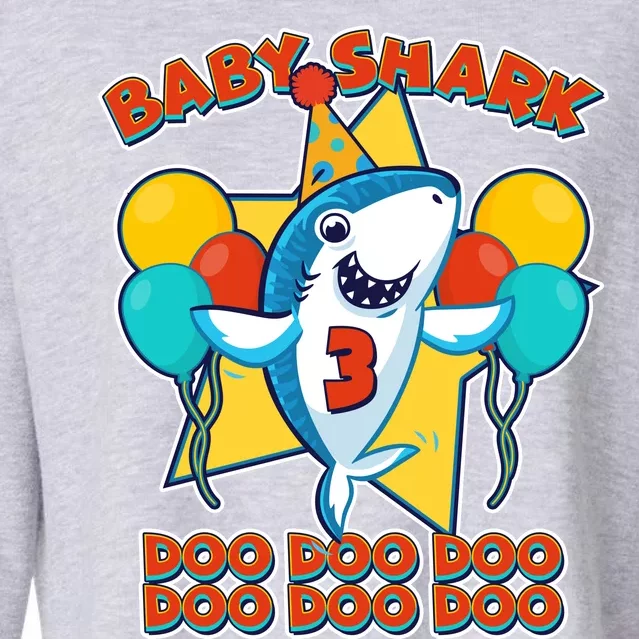 Birthday Baby Shark Doo Age 3 Cropped Pullover Crew