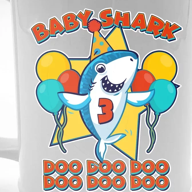 Birthday Baby Shark Doo Age 3 Front & Back Beer Stein