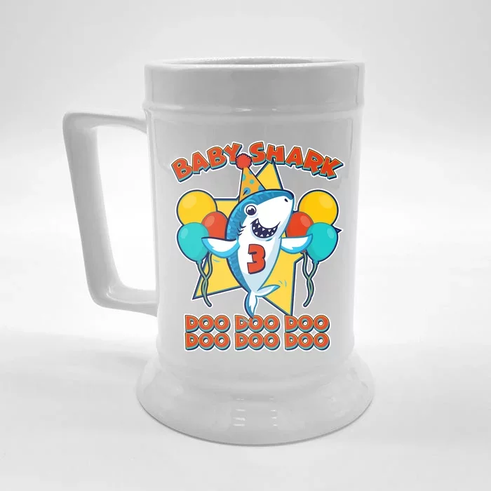 Birthday Baby Shark Doo Age 3 Front & Back Beer Stein