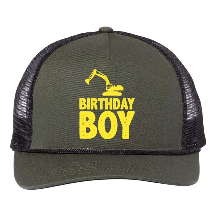 Birthday Boy Construction Crew Retro Rope Trucker Hat Cap