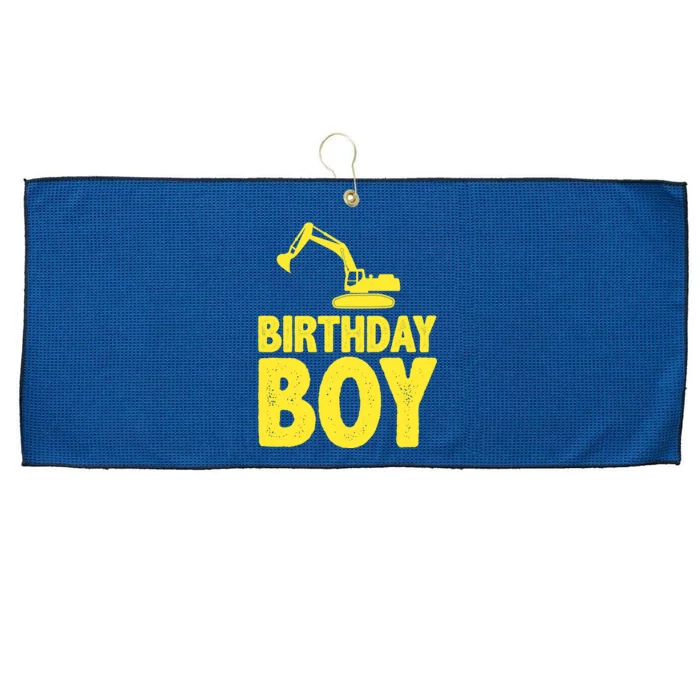 Birthday Boy Construction Crew Large Microfiber Waffle Golf Towel