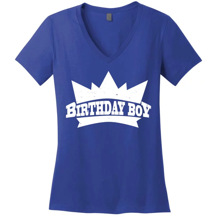 Birthday Boy Crown Classic Logo Women's V-Neck T-Shirt