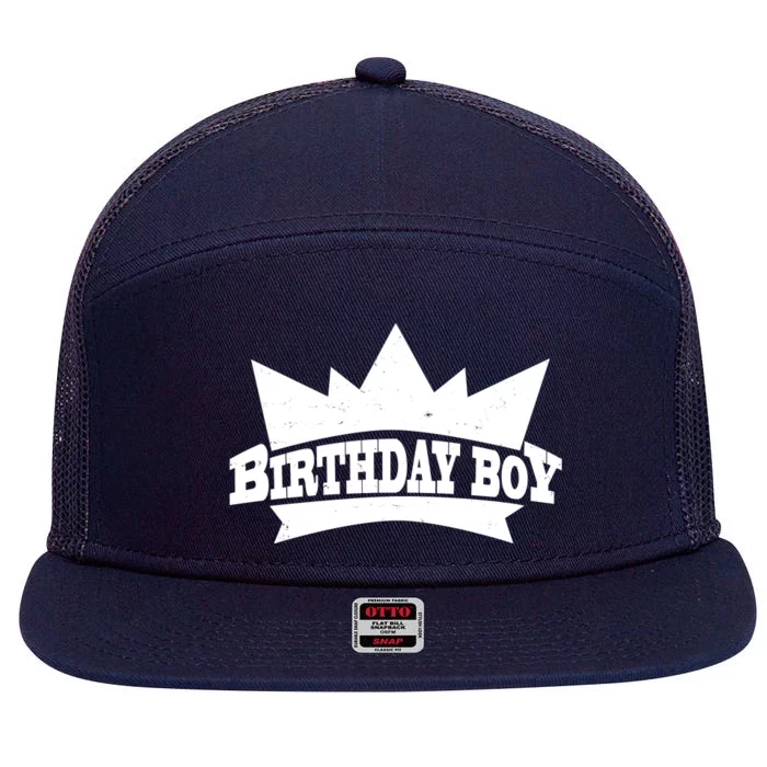 Birthday Boy Crown Classic Logo 7 Panel Mesh Trucker Snapback Hat