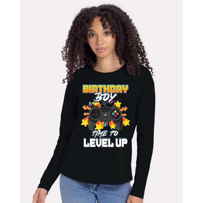 Birthday Boy Time to Level Up Video Gamer Cute Funny Womens Cotton Relaxed Long Sleeve T-Shirt