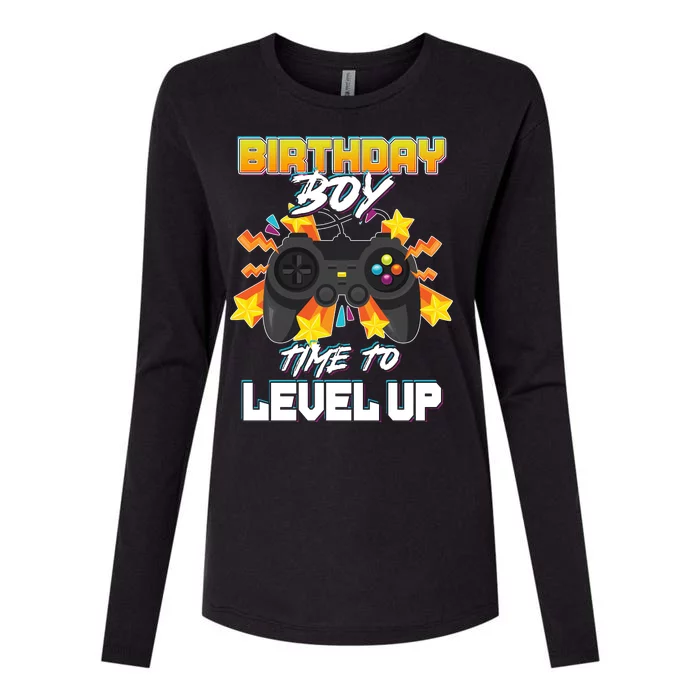 Birthday Boy Time to Level Up Video Gamer Cute Funny Womens Cotton Relaxed Long Sleeve T-Shirt